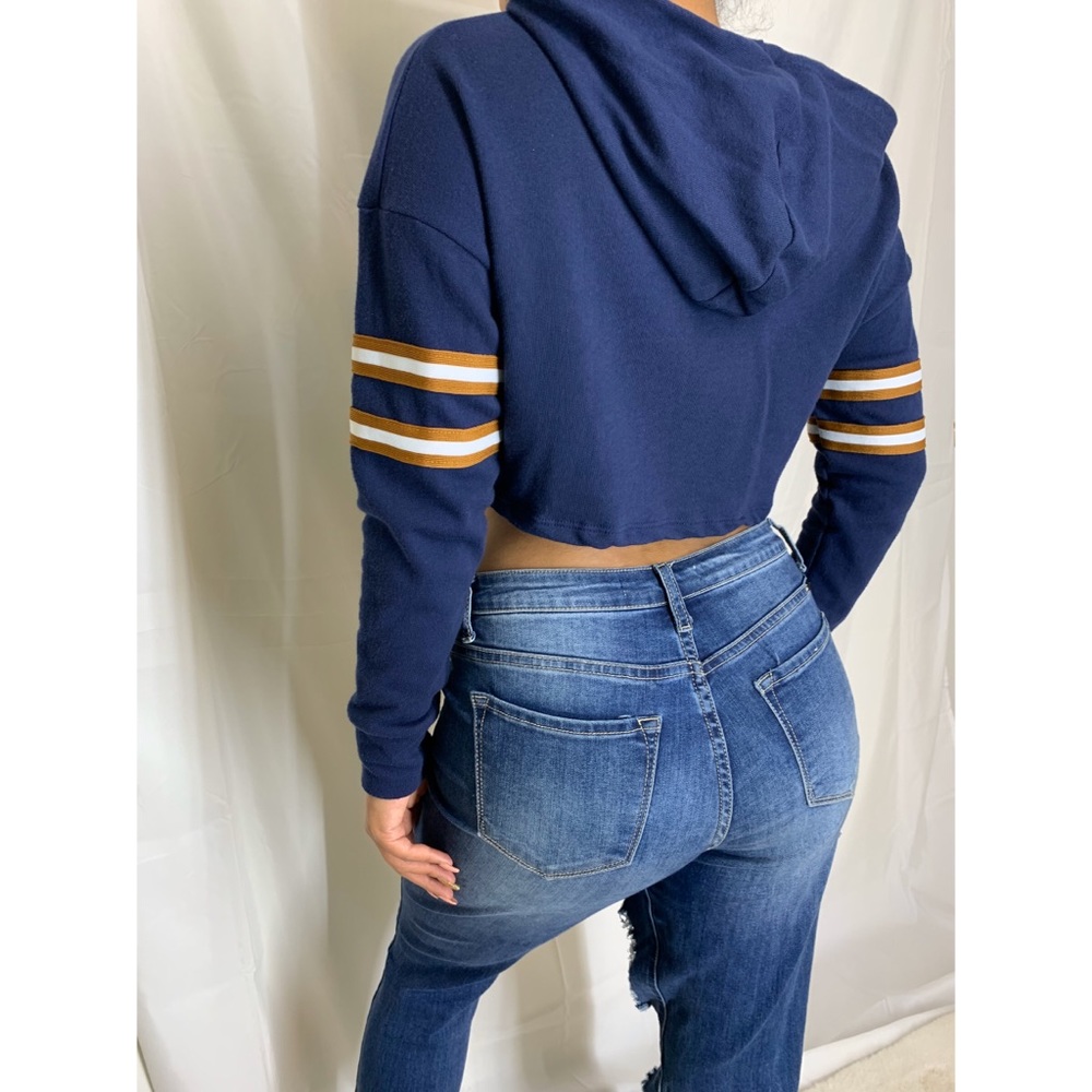 Woman’s Navy Blue crop pull on hoodie